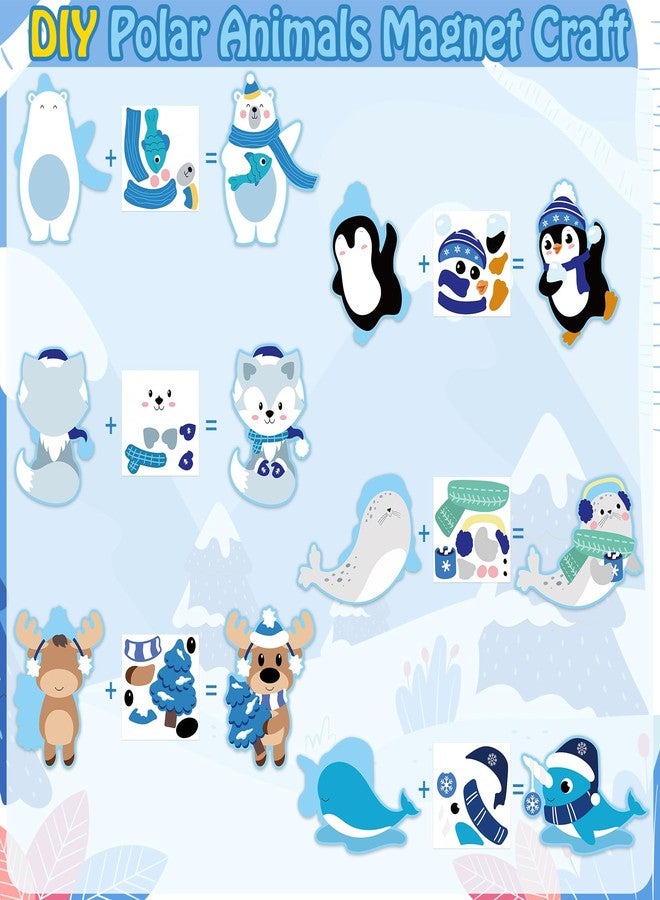 Haooryx DIY Polar Animal Magnet Craft Kit - 30 Set Make Your Own Winter Arctic Animal Sticker Decoration Christmas Paper Craft for Kid School Art Project Refrigerator Bulletin Board Xmas Holiday Decor - Image 4